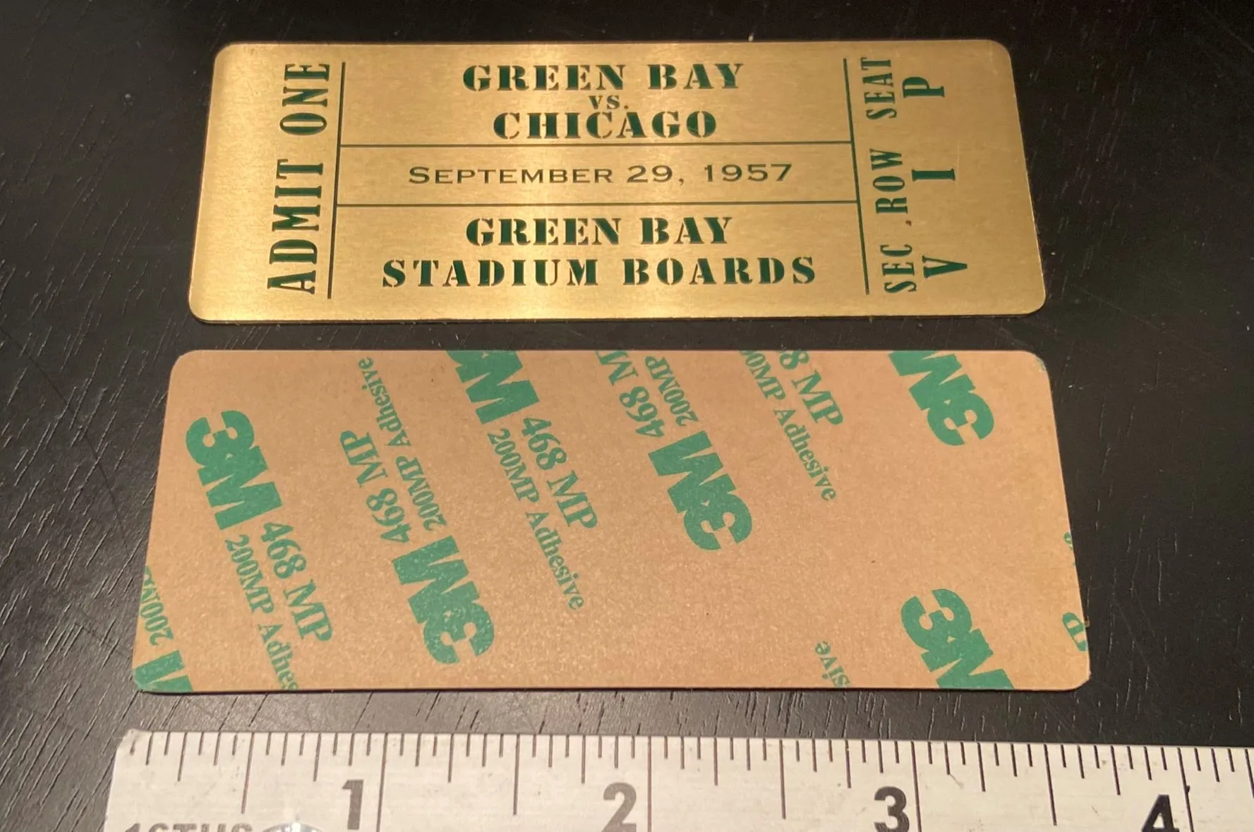 Green Bay Stadium 12" Board with Number & Golden Ticket Plaque - Image 2